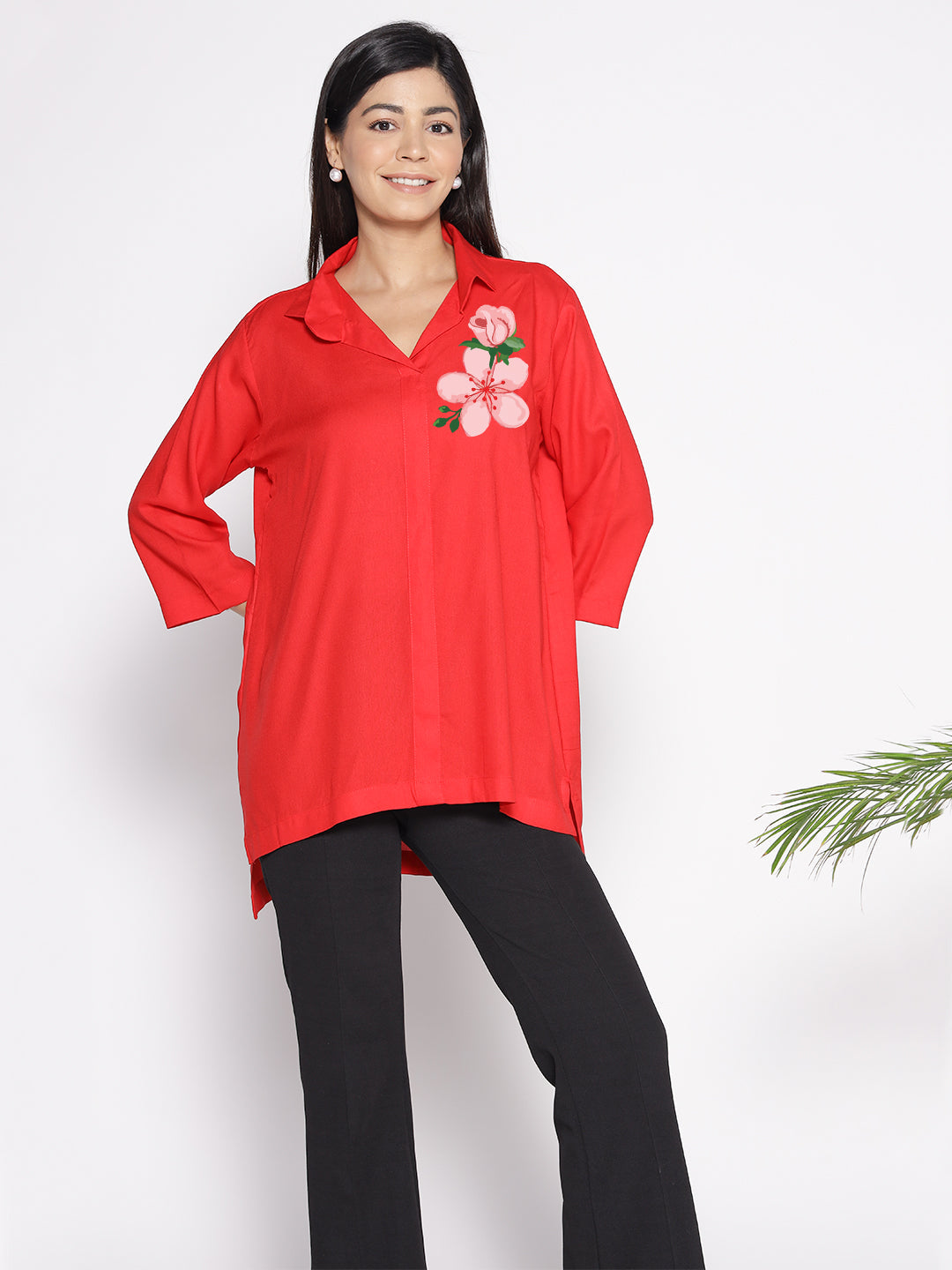 Red Rayon ShirtTop - Giesta