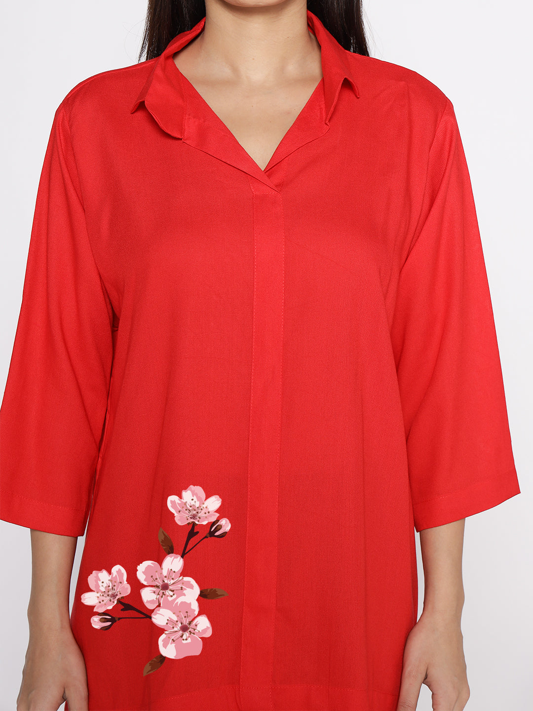 Red Rayon ShirtTop - Girassol