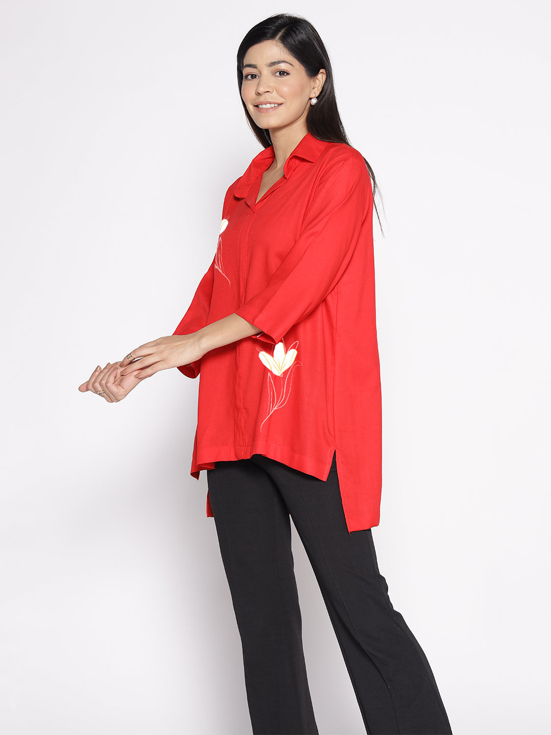 Red Rayon ShirtTop - Kardelen