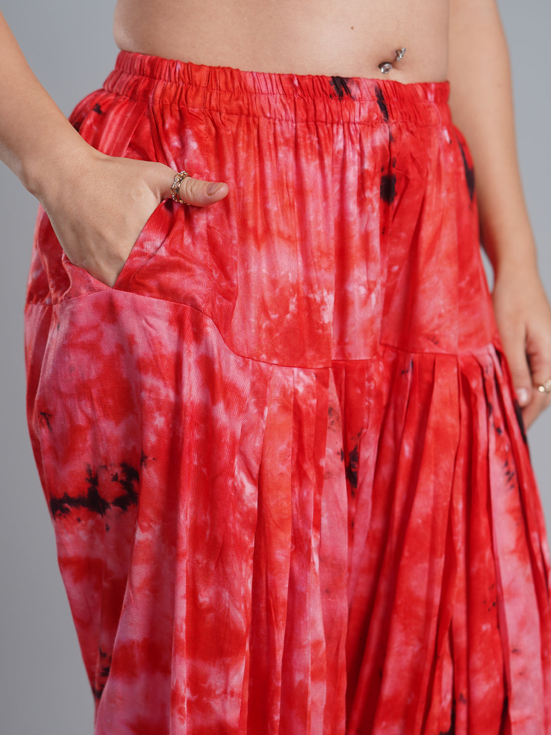 Red Rayon TieDyeSalwar