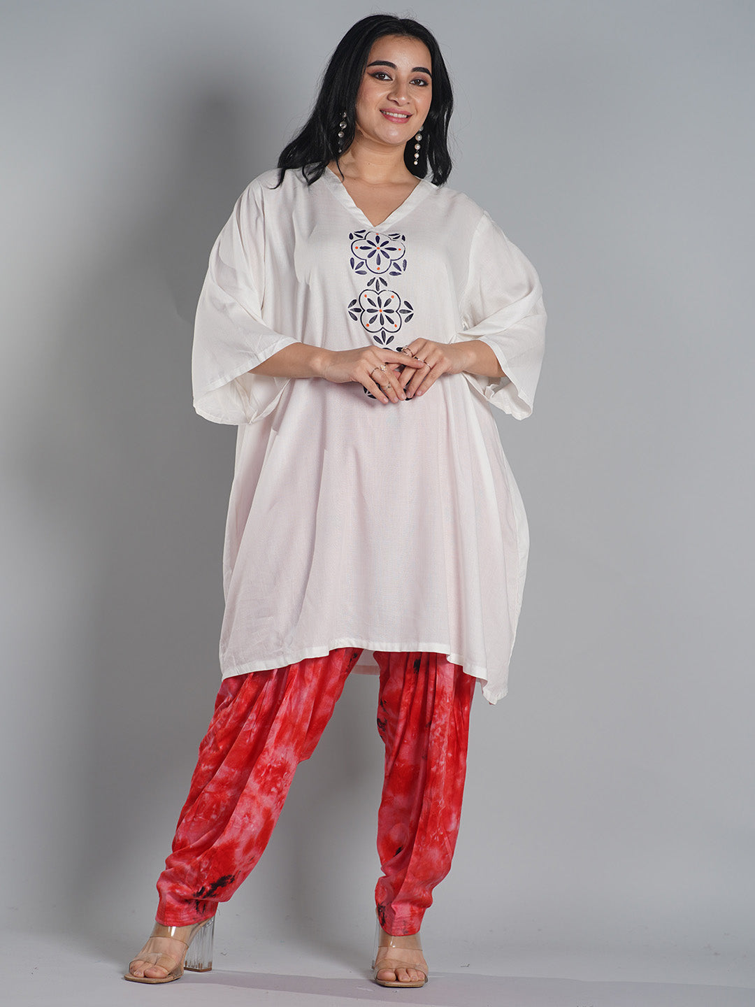 Red Rayon TieDyeSalwar
