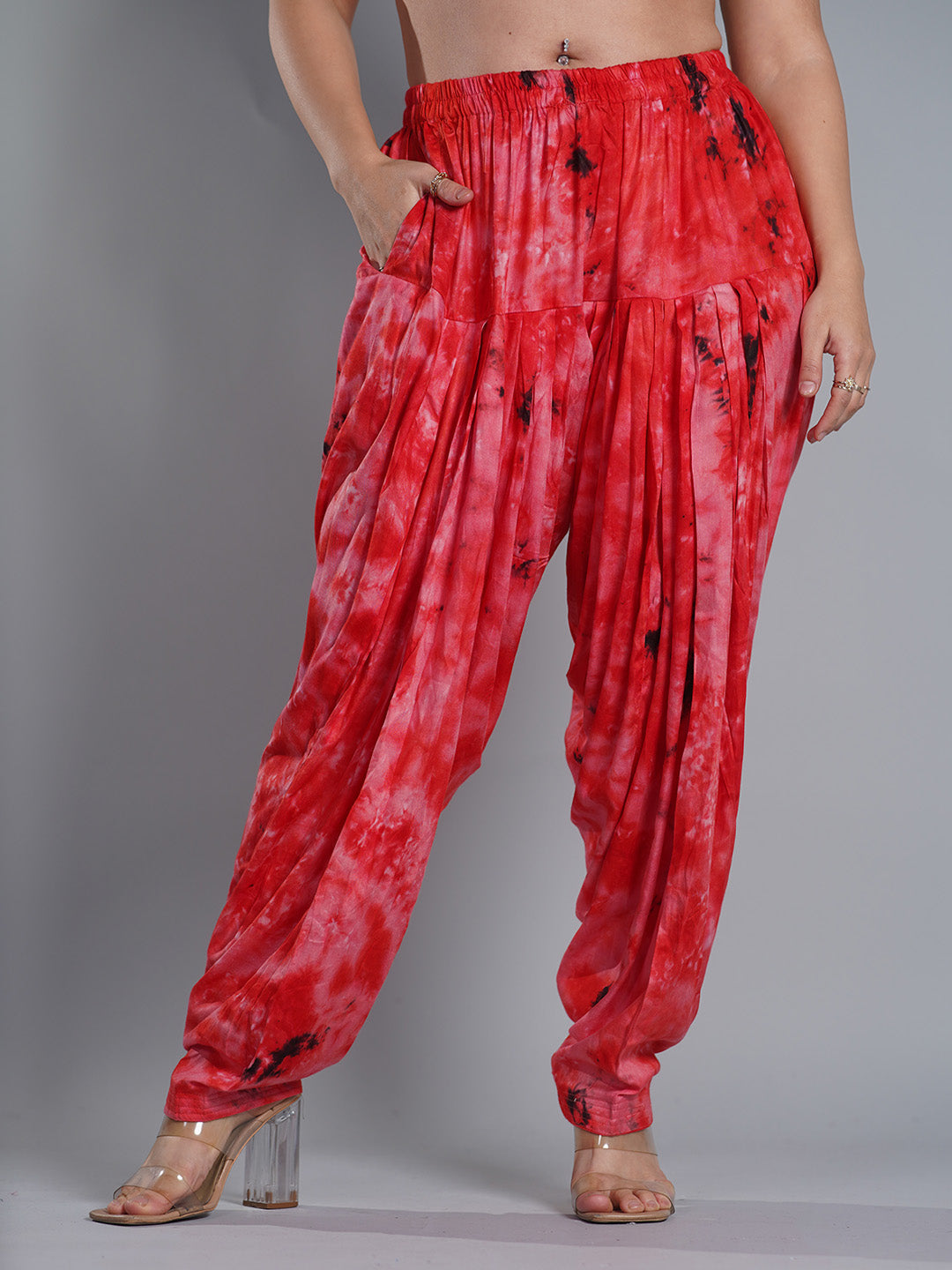 Red Rayon TieDyeSalwar