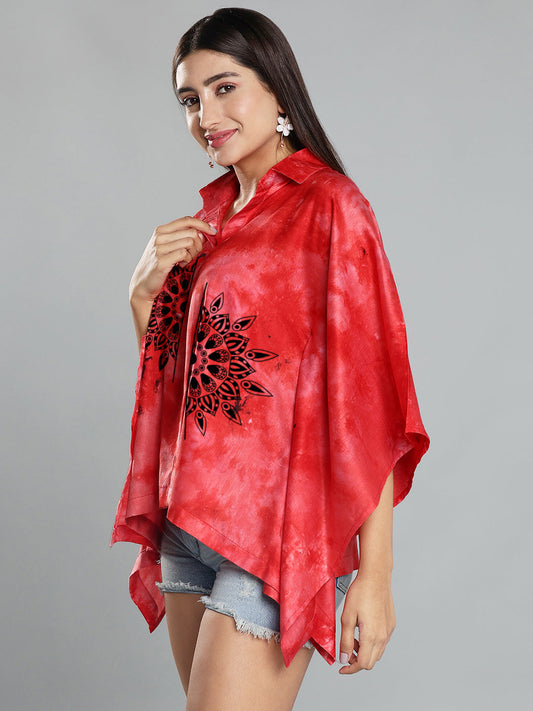 Red Rayon TieDyeTop- Luminescent