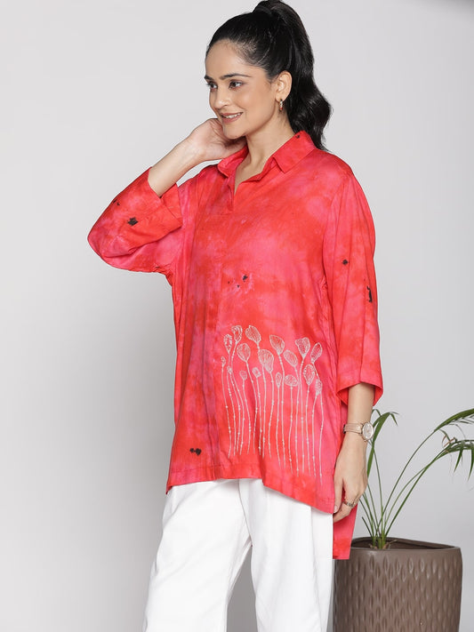 Red TieDye ShirtTop - CrystalBloom