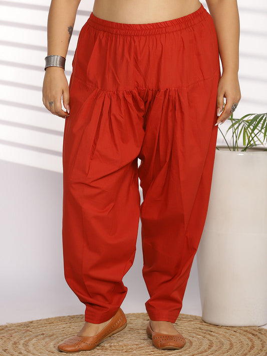 Red Cotton Straight Salwar