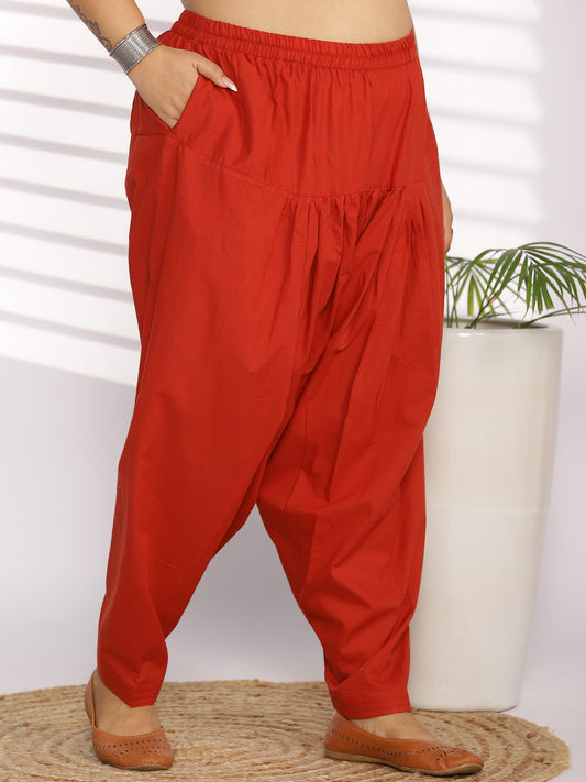 Red Cotton Straight Salwar