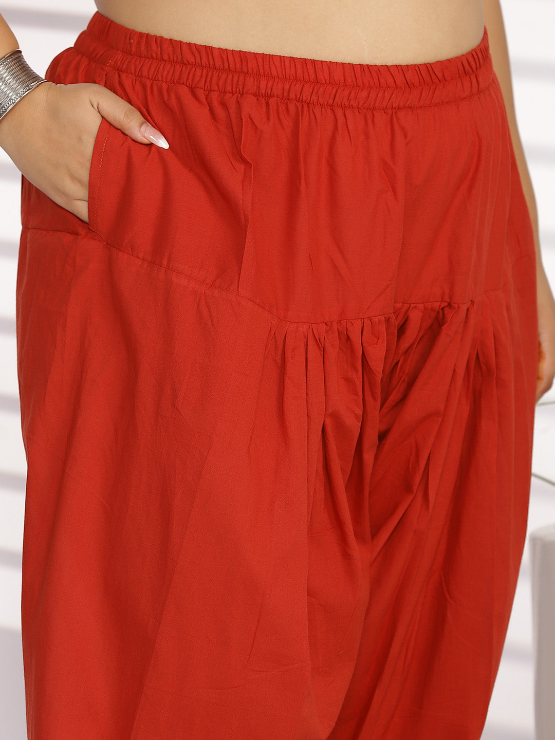 Red Cotton Straight Salwar
