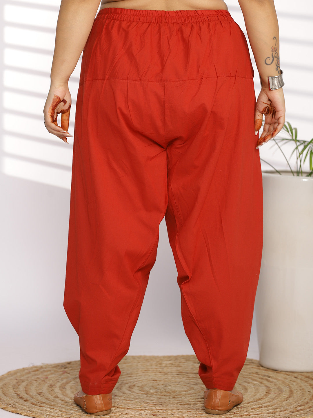 Red Cotton Straight Salwar