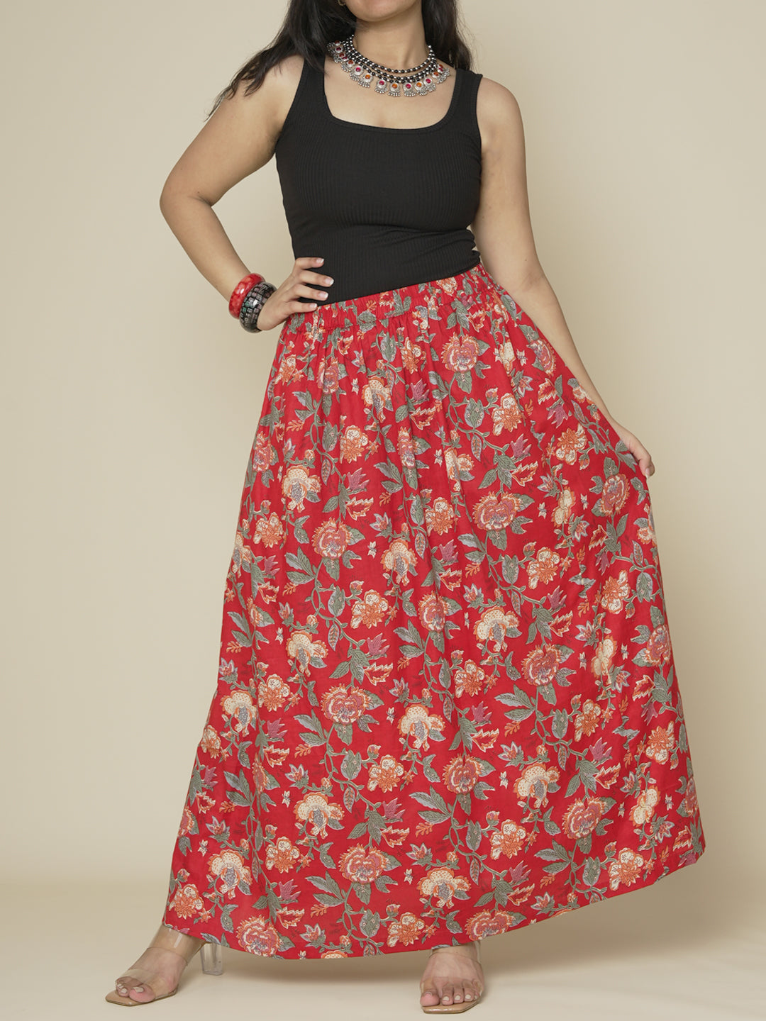 Printed Cotton Long Skirt - ImperialRose