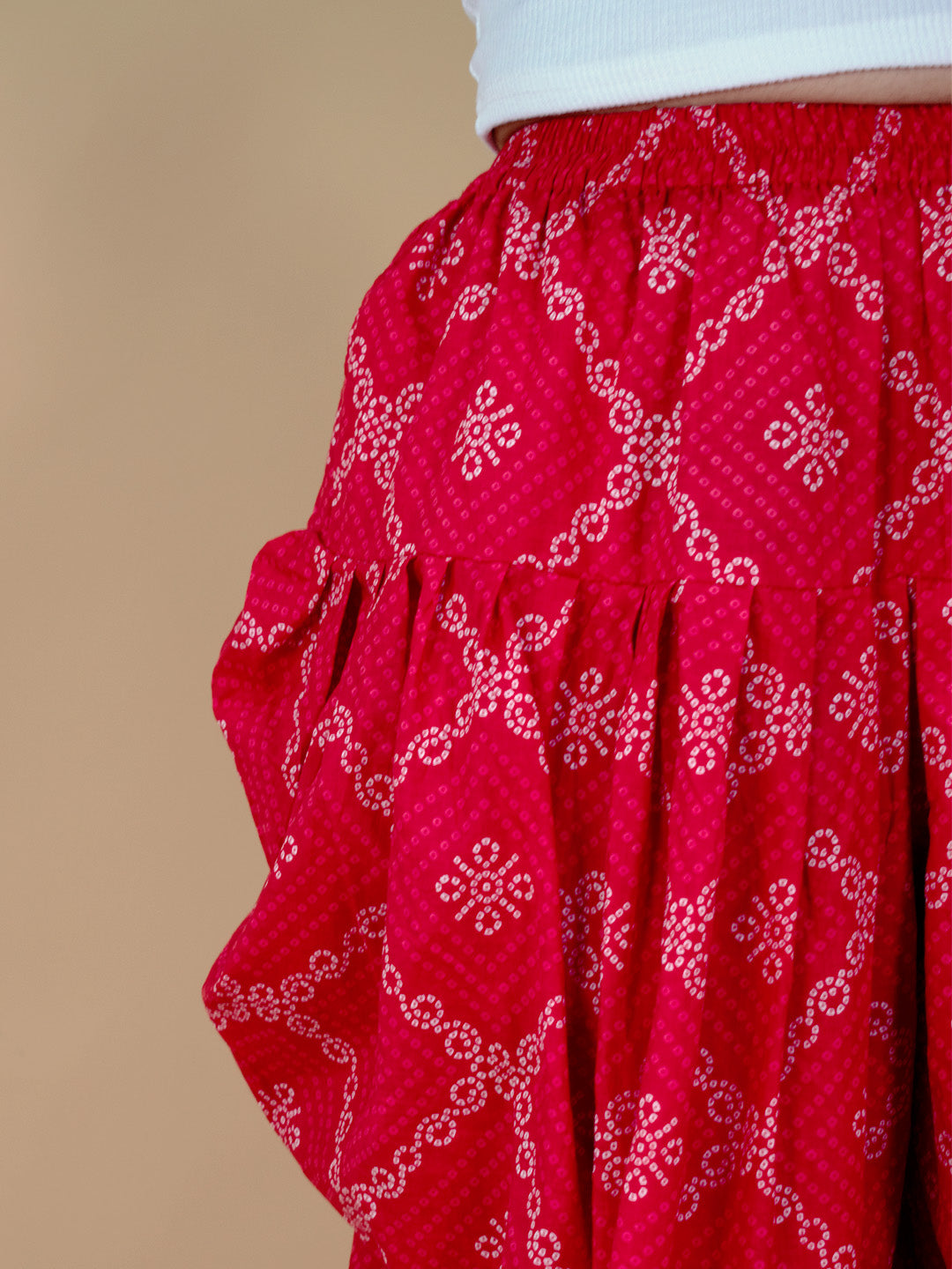 Printed Cotton Dhoti - RedBandhani