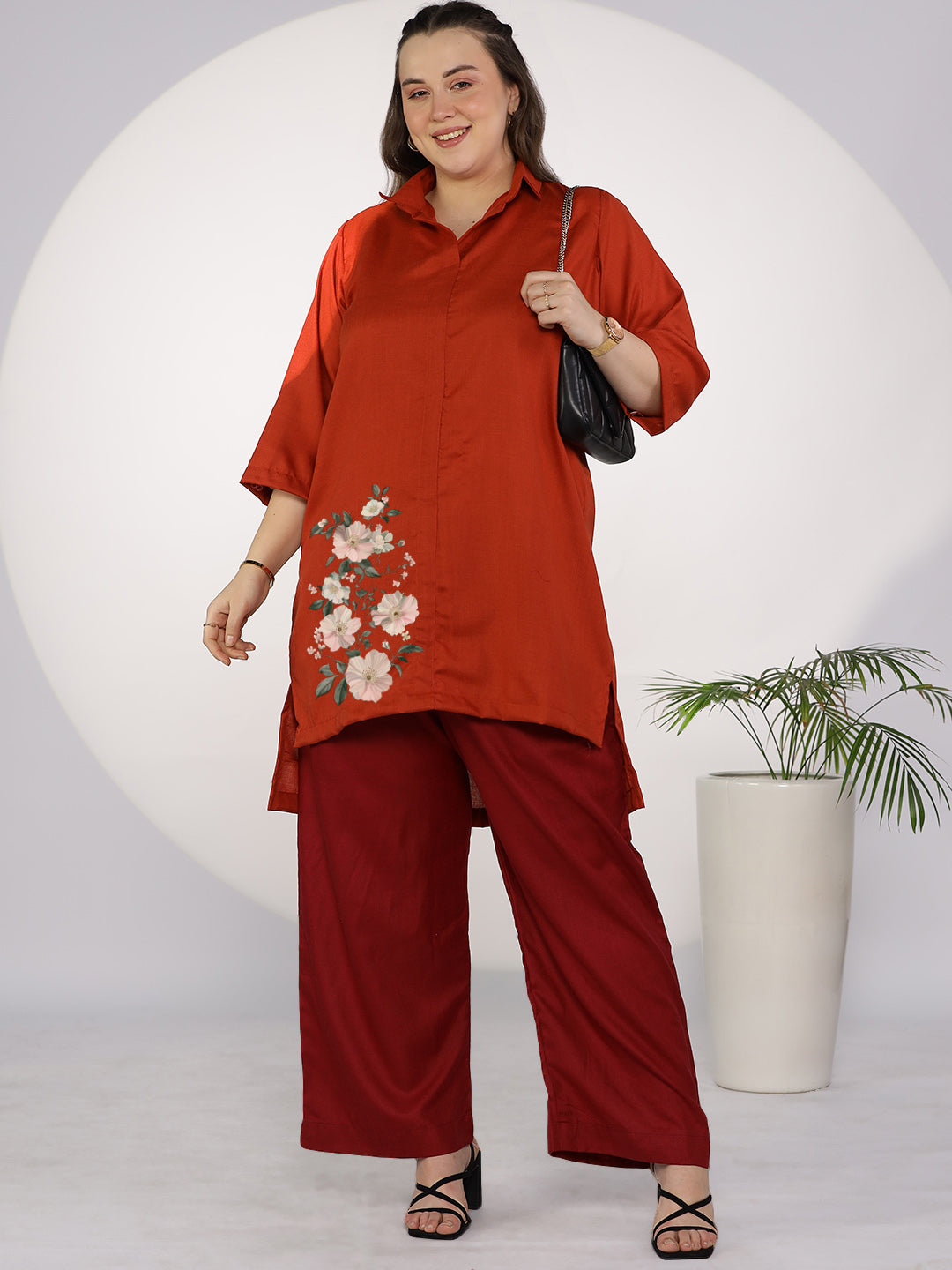 Rust CottonSlub ShirtTop - SoftPetals