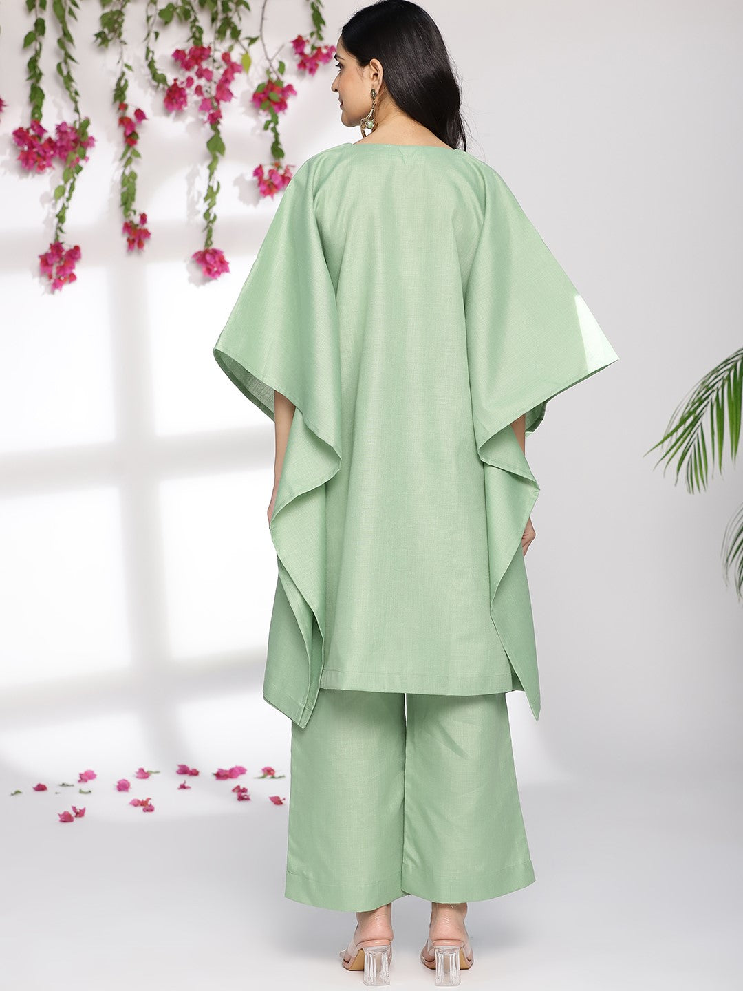 SageGreen CottonSlub Kaftan & Palazzo SageGreen CottonSlub Kaftan & Palazzo