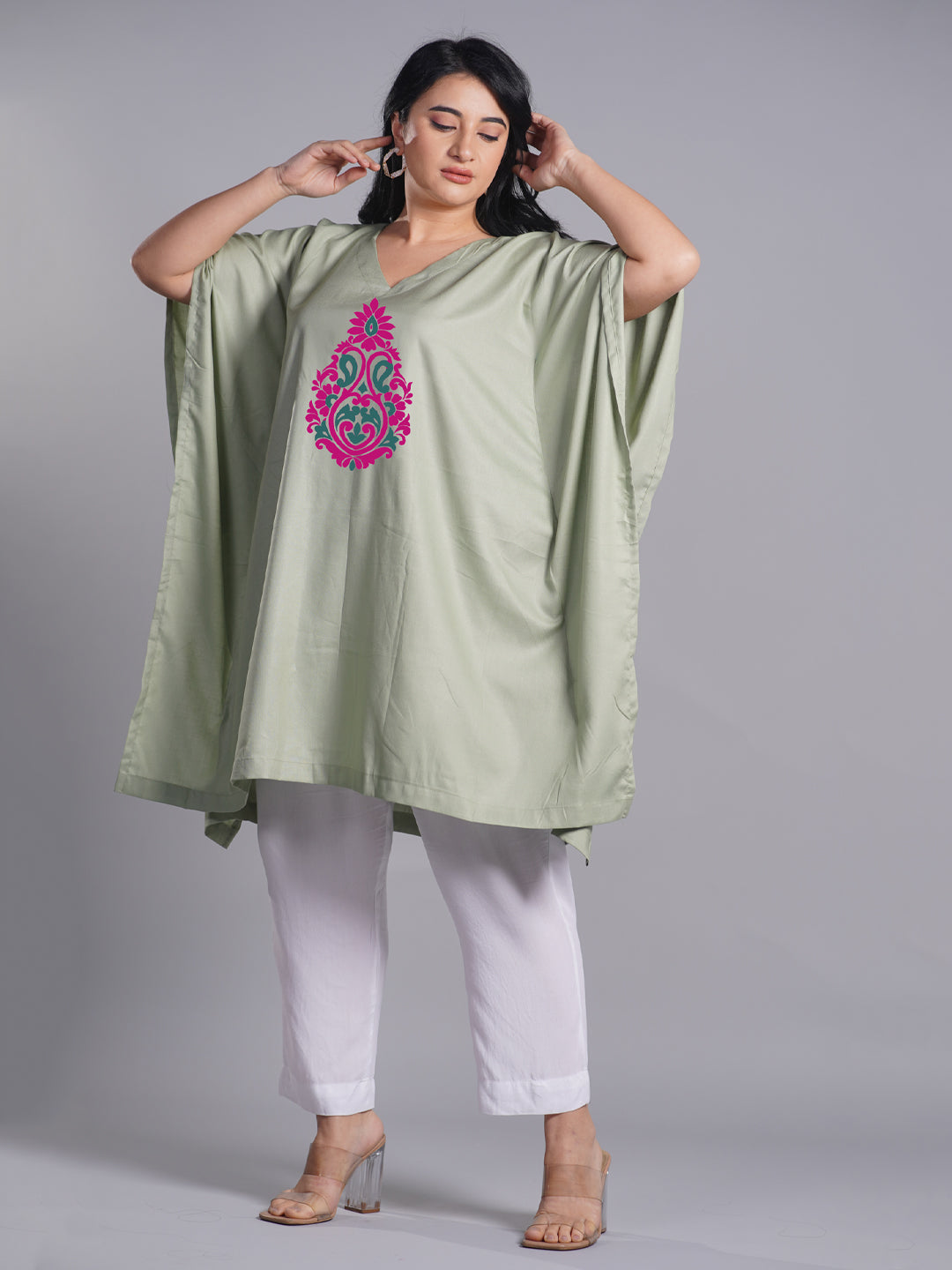 SageGreen Rayon KaftanKurta - Viridescent