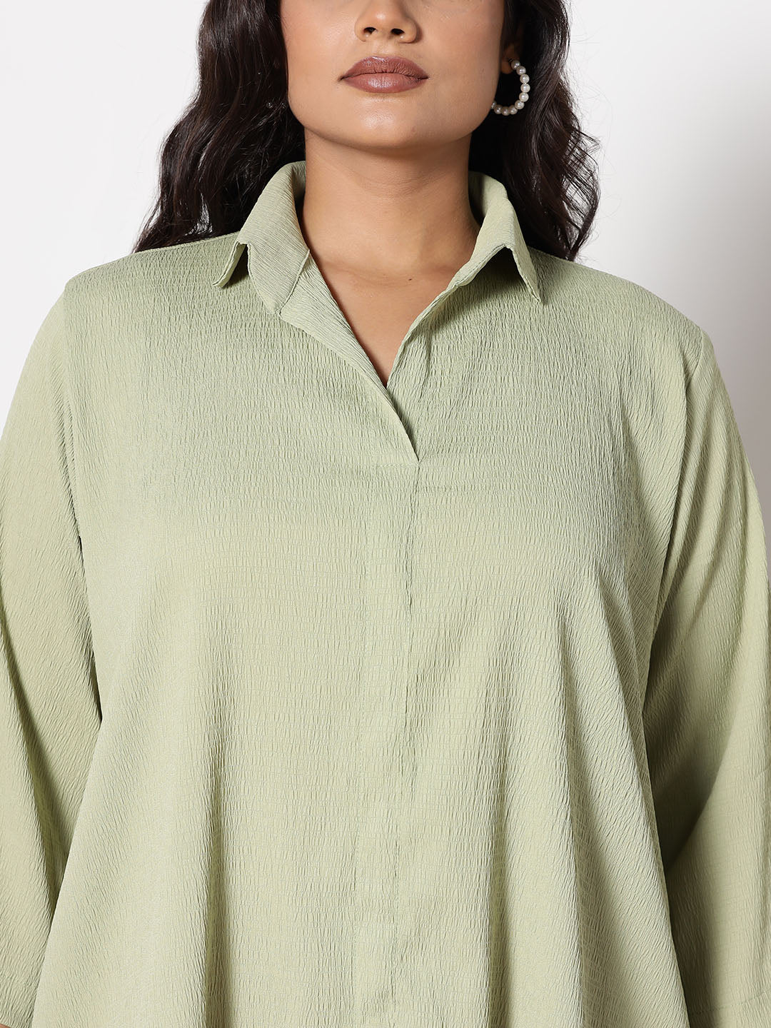 SageGreen Textured ShirtTop