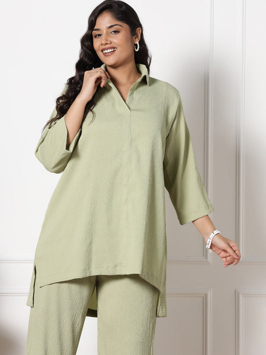 SageGreen Textured ShirtTop