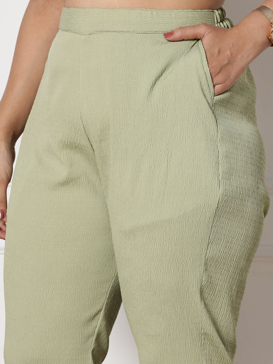 SageGreen Textured WaistbandPants