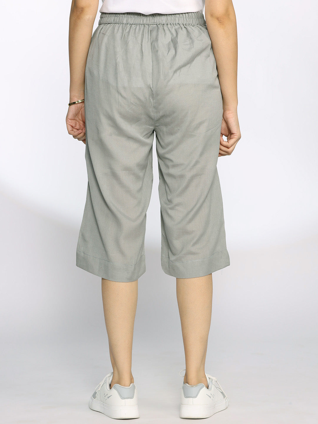 SageGrey Cotton Knee-Length Shorts