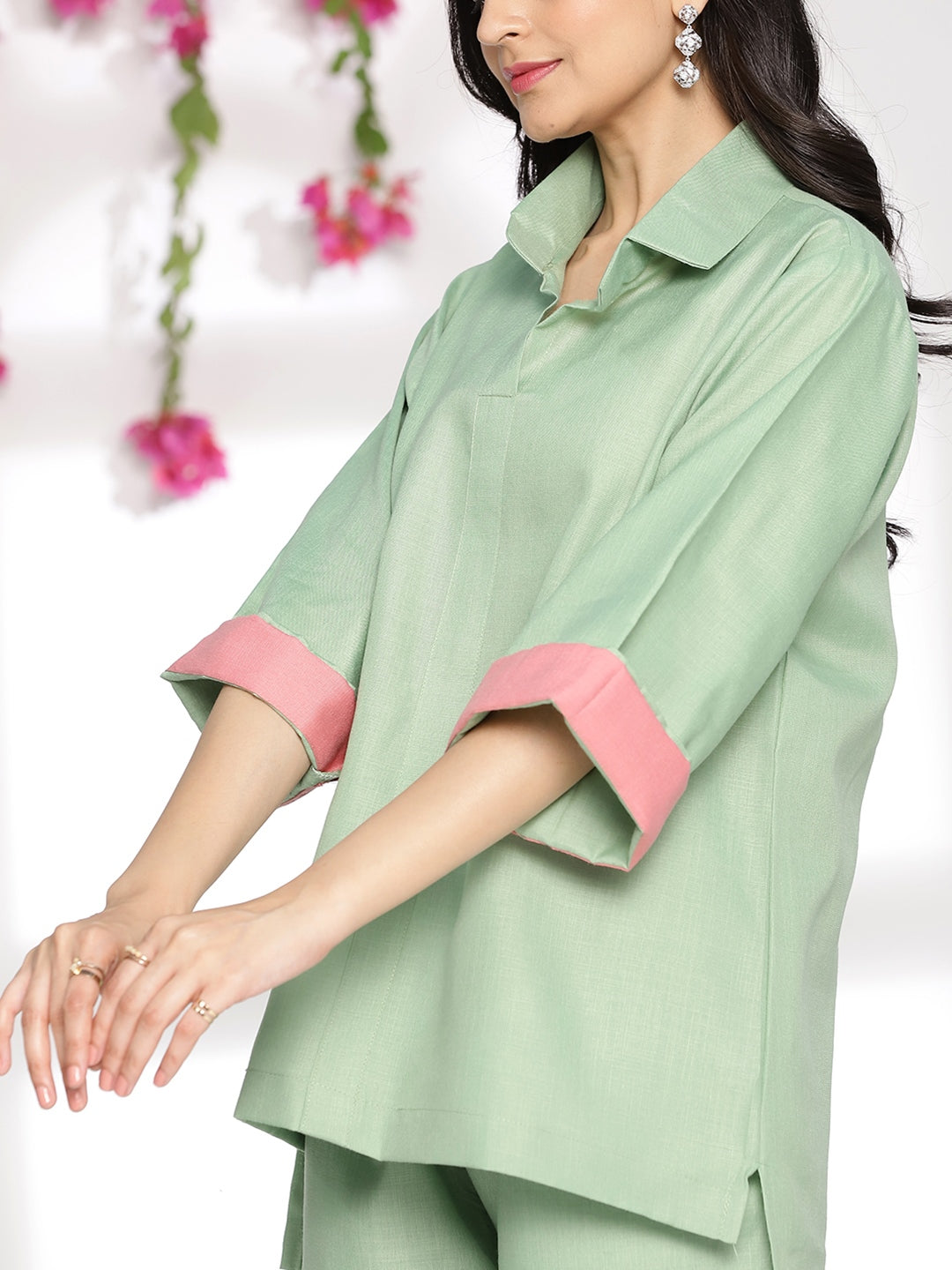 Sagegreen CottonSlub ShirtTop