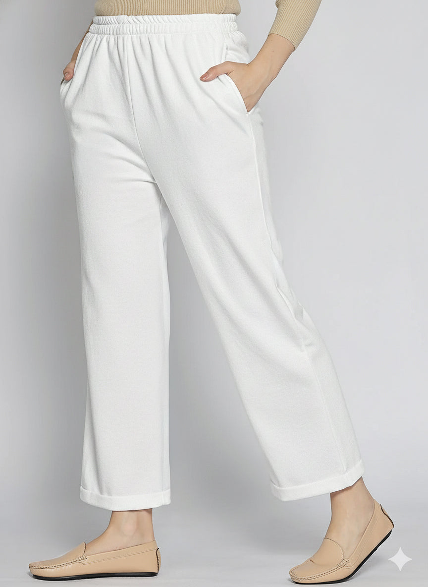 White Fleece Palazzo