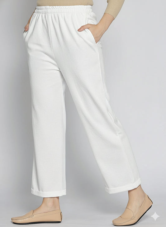 White Fleece Palazzo
