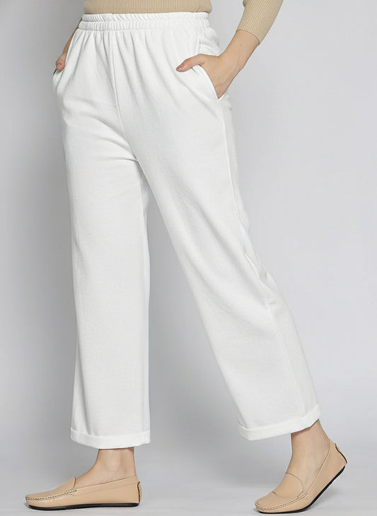 White Fleece Palazzo