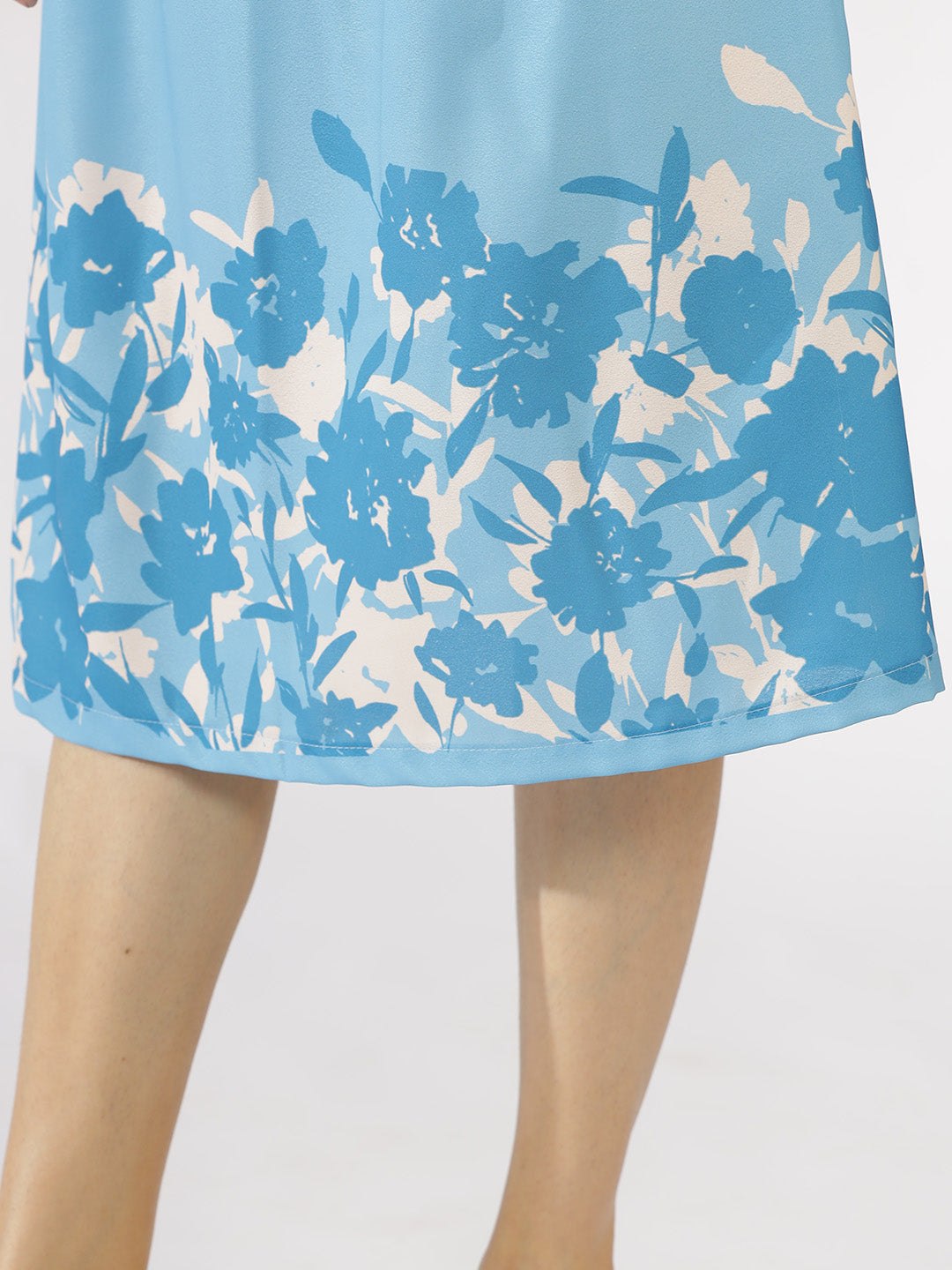 SkyBlue Printed A-Line Skirt - BlueFables
