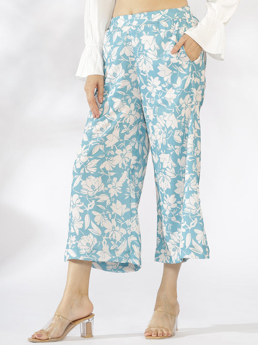 SkyBlue Printed Culottes - BluePoppy