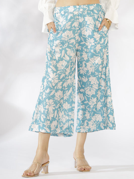 SkyBlue Printed Culottes - BluePoppy