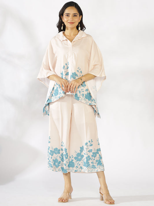 SkyBlue Printed Kaftan Top & Culottes - Skyra