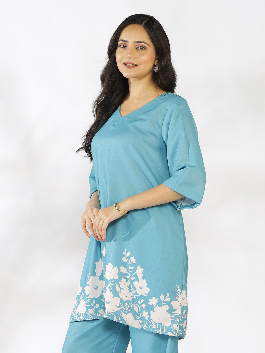 SkyBlue Printed Kurti - SkyBloom