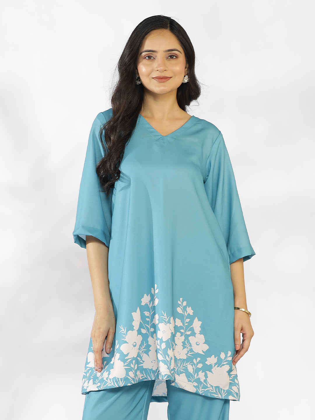 SkyBlue Printed Kurti - SkyBloom