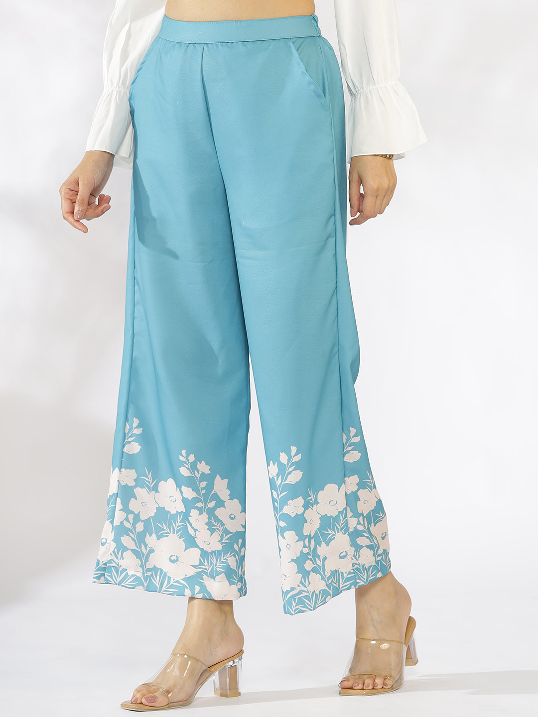 SkyBlue Printed Palazzo Pants - SkyBloom
