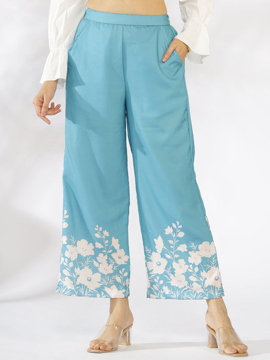 SkyBlue Printed Palazzo Pants - SkyBloom