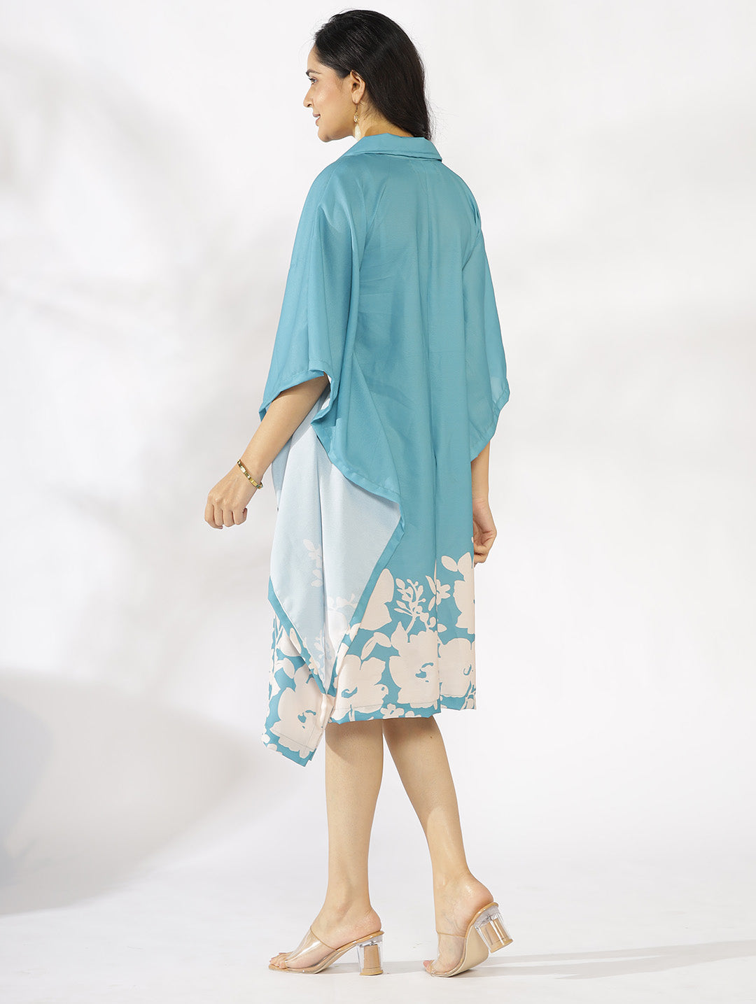 SkyBlue Printed Shirt Kaftan - BlueFleur