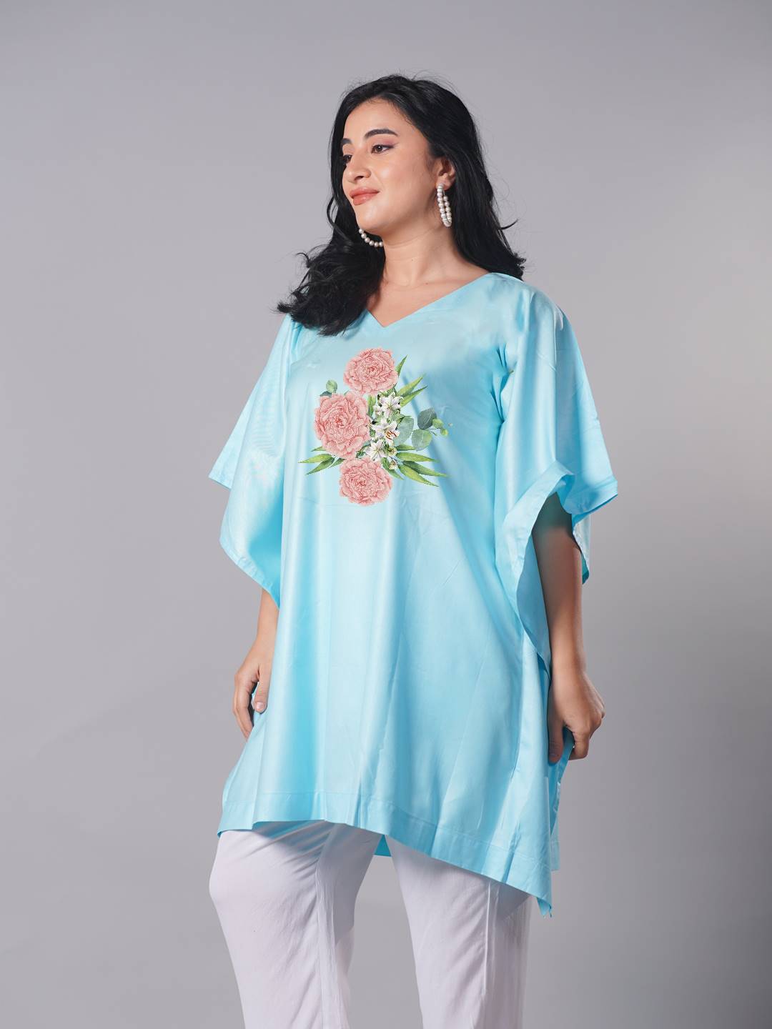 SkyBlue Rayon KaftanKurta - BlueBliss