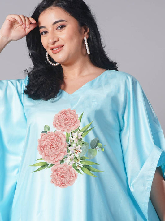 SkyBlue Rayon KaftanKurta - BlueBliss