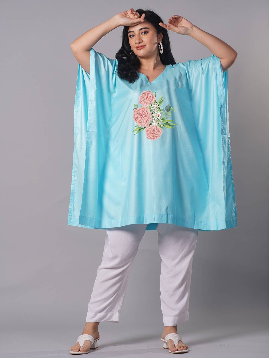 SkyBlue Rayon KaftanKurta - BlueBliss