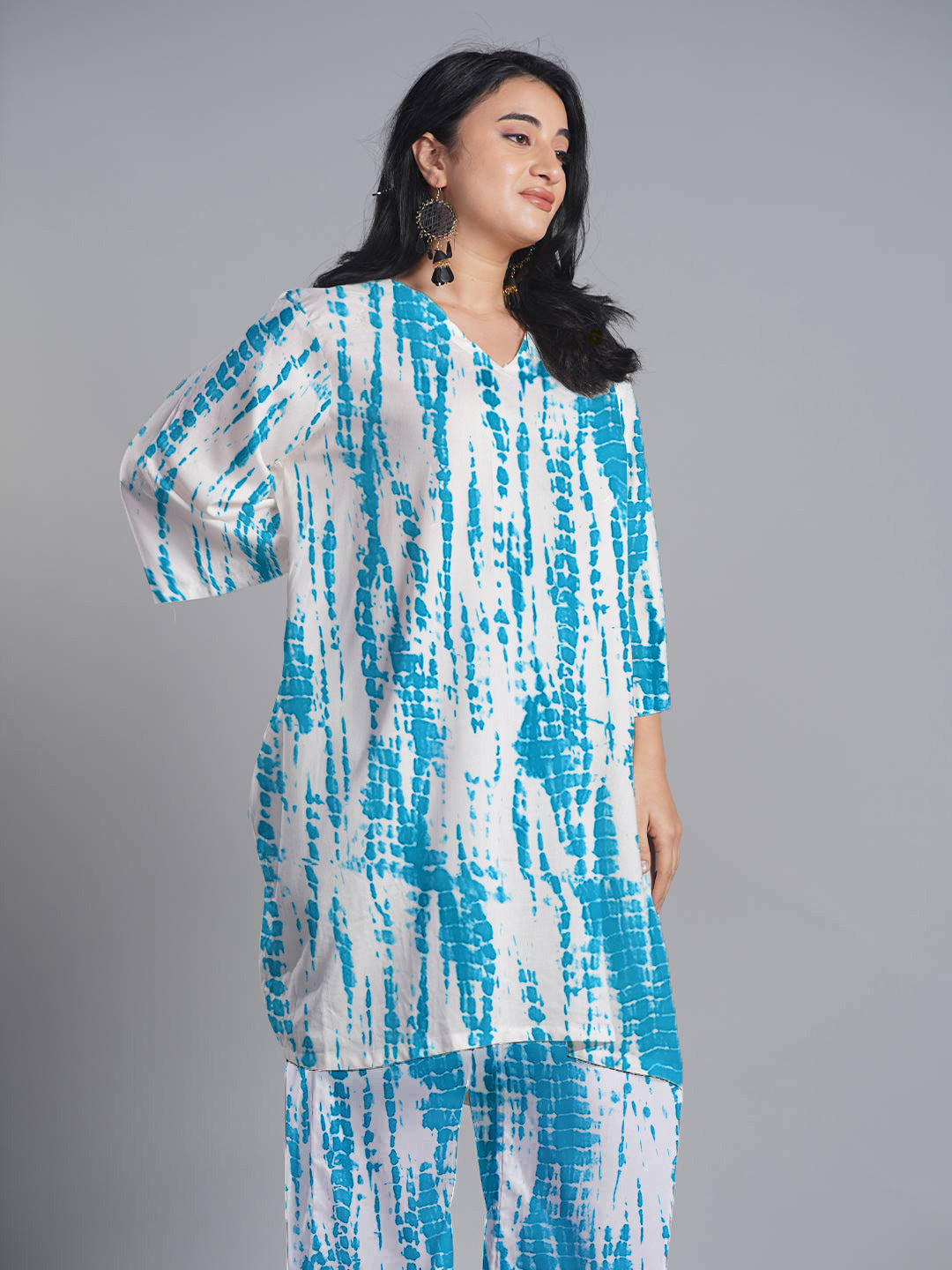 SkyBlue Rayon Shibori Kurti