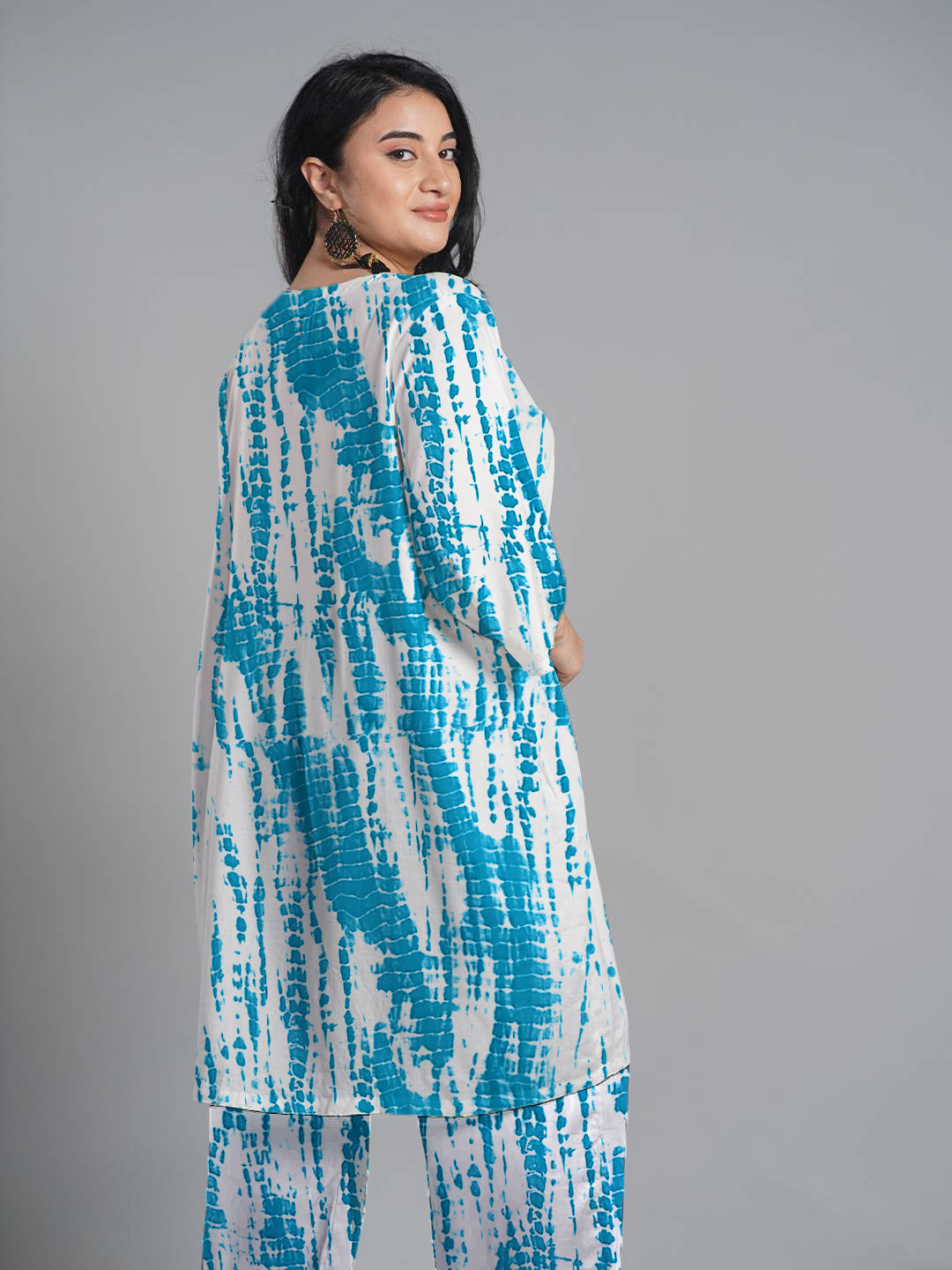 SkyBlue Rayon Shibori Kurti