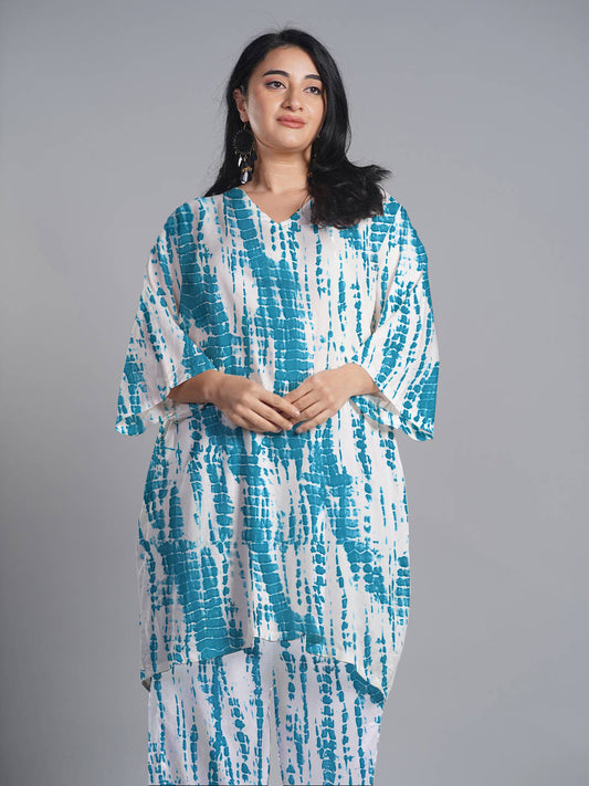 SkyBlue Rayon Shibori Kurti