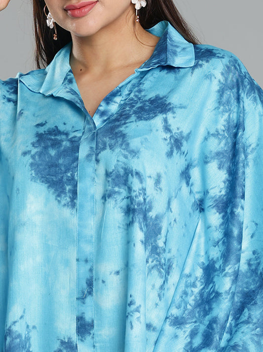SkyBlue Rayon TieDyeTop- Tranquil
