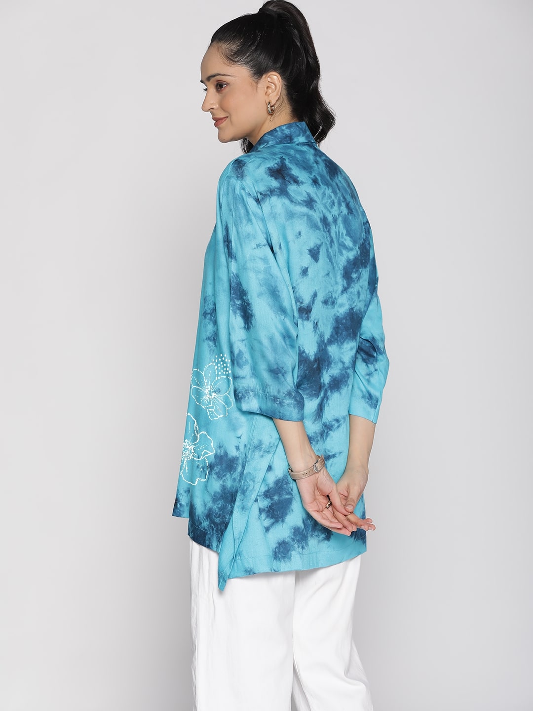 SkyBlue TieDye ShirtTop - FloraGlow