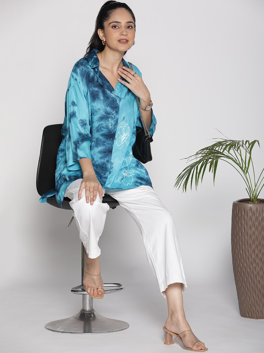 SkyBlue TieDye ShirtTop - FloraGlow