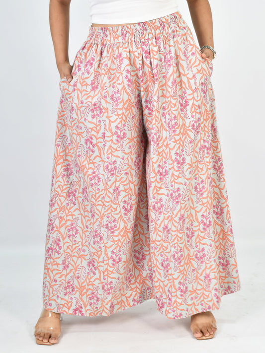Printed Rayon Flared Palazzo - CoralMeadow