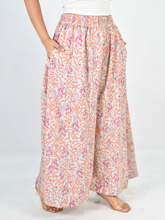 Printed Rayon Flared Palazzo - CoralMeadow