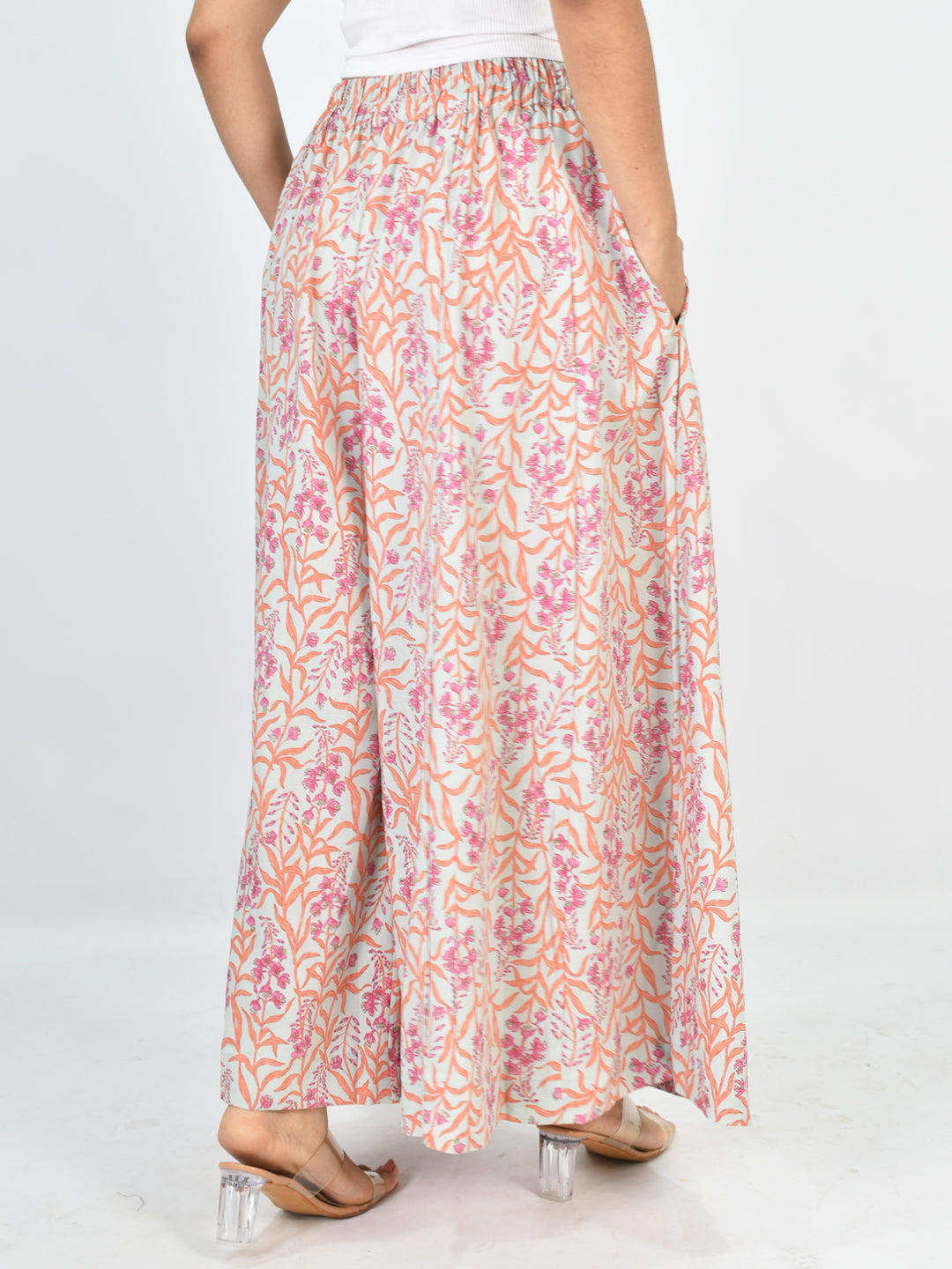 Printed Rayon Flared Palazzo - CoralMeadow