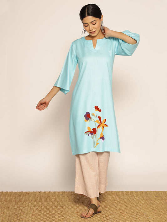 Skyblue Rayon LongKurta - Pravara