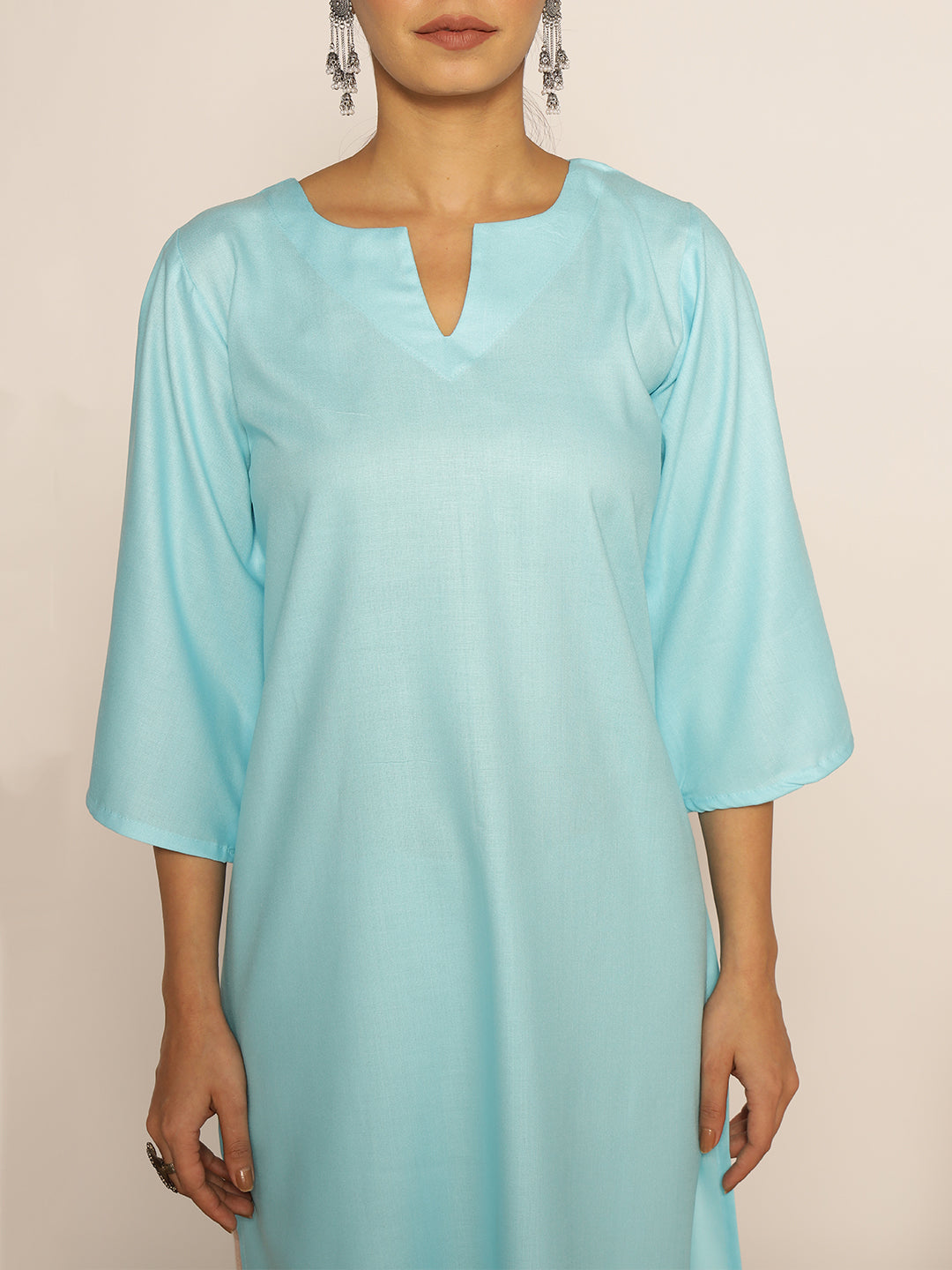 Skyblue Rayon LongKurta - Pravara
