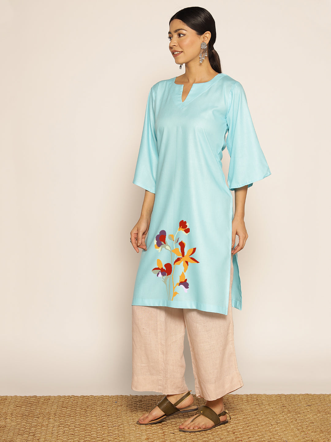 Skyblue Rayon LongKurta - Pravara
