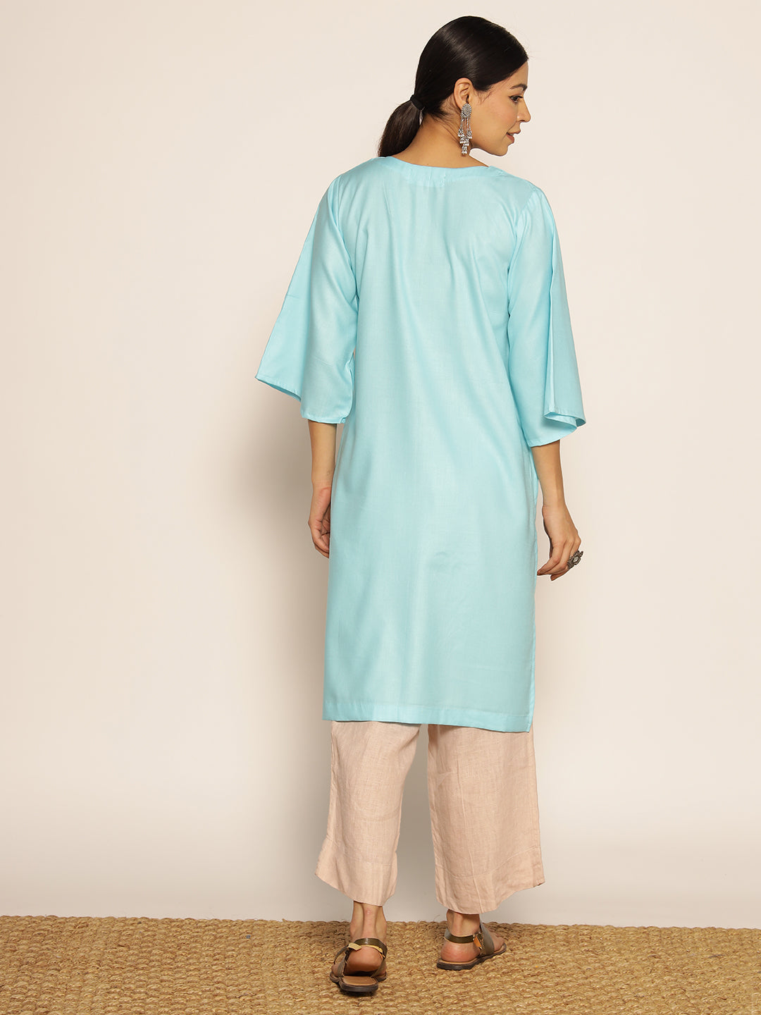 Skyblue Rayon LongKurta - Sudha